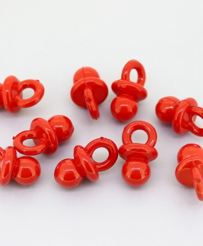 OPAQUE PLASTIC BEADS - PACIFIER - 20x12mm RED С07 - PACKAGE 500g Hole-5.0mm (500pcs.)