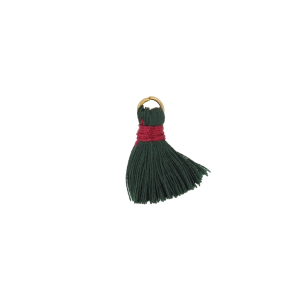 TEXTILE BEADS - TASSEL POLYESTER - 2.5cm GREEN MILITARY (DARK) 383 - PACKAGE 100pcs.