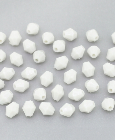 OPAQUE PLASTIC BEADS - BICONES 01 - 6x5mm WHITE С01 - PACKAGE 500g Hole-1.5mm (5700pcs.)