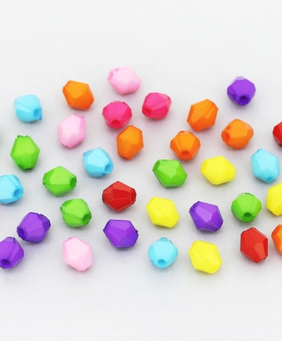 OPAQUE PLASTIC BEADS - BICONES 01 - 6x5mm MIX - PACKAGE 500g Hole-1.5mm (5700pcs.)