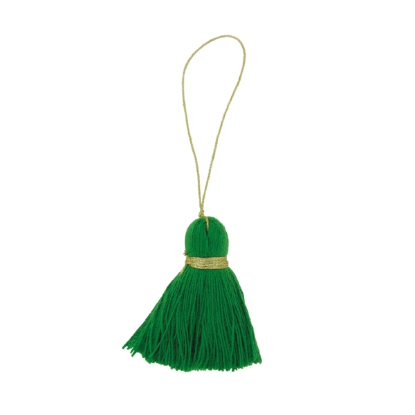 TEXTILE BEADS - TASSEL COTTON - 4.0cm GREEN 153 - ПАКЕТ 50pcs.