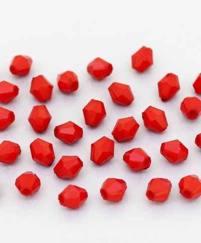 OPAQUE PLASTIC BEADS - BICONES 01 - 6x5mm RED С07 - PACKAGE 500g Hole-1.5mm (5700pcs.)