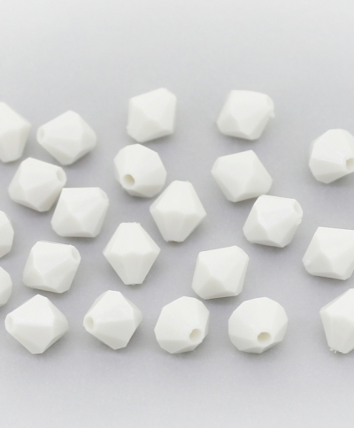 OPAQUE PLASTIC BEADS - BICONES 01 - 8x7.5mm WHITE С01 - PACKAGE 500g Hole-1.8mm (2700pcs.)