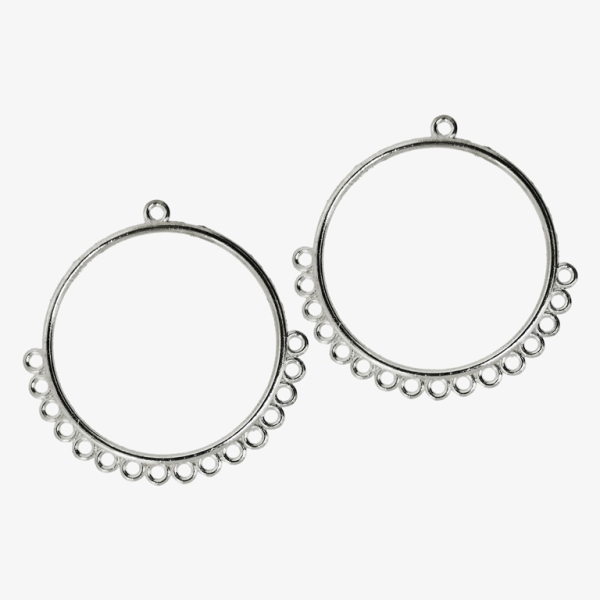 METAL ELEMENTS - CHANDELIER EARRINGS - CIRCLE 04 WITH MULTI CONNECTOR - 50mm NICKEL COLOR - 4pcs.