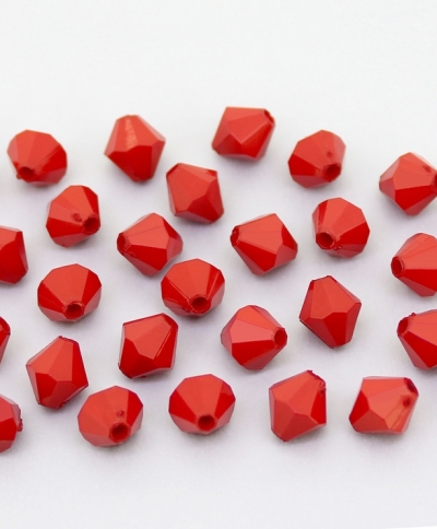 OPAQUE PLASTIC BEADS - BICONES 01 - 8x7.5mm RED С07 - PACKAGE 500g Hole-1.8mm (2700pcs.)