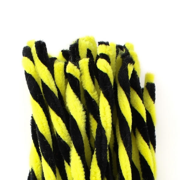 MATERIALS FOR CRAFT AND DECORATION - CHENILLE STEMS - 30cm BLACK AND YELLOW - PACKAGE 50pcs.