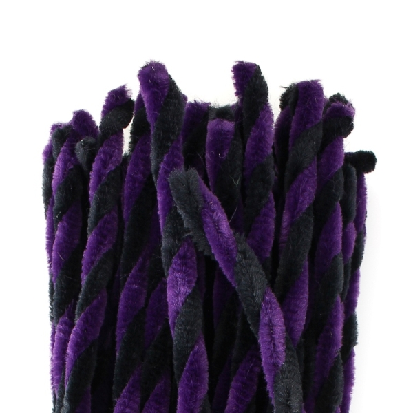 MATERIALS FOR CRAFT AND DECORATION - CHENILLE STEMS - 30cm BLACK AND PURPLE - PACKAGE 50pcs.