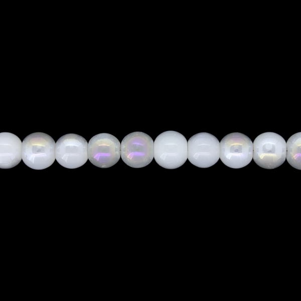 GLASS BEADS ON A STRING UV - BALL - MILKY - 8mm - GRAY (LIGHT) (RAINBOW) - STRING (100 pcs.) Hole-1.3mm