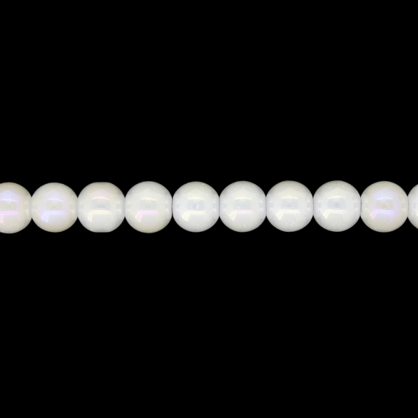 GLASS BEADS ON A STRING UV - BALL - SOLID - 8mm - ECRU (АВ) - STRING (100 pcs.) Hole-1.3mm