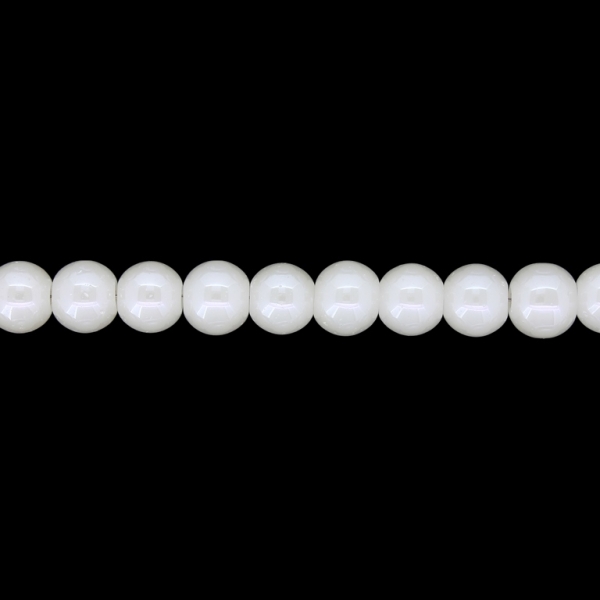 GLASS BEADS ON A STRING UV - BALL - SOLID - 8mm - ECRU (GLOSS) - STRING (100 pcs.) Hole-1.3mm