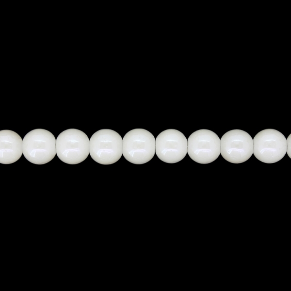 GLASS BEADS ON A STRING UV - BALL - SOLID - 8mm - ECRU (LIGHT) (GLOSS) - STRING (100 pcs.) Hole-1.3mm