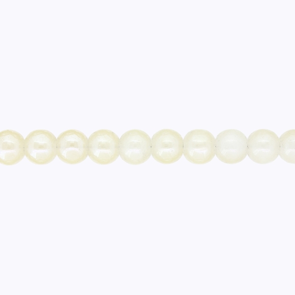 GLASS BEADS ON A STRING UV - BALL - SOLID - 8mm - ECRU (DARK) (GLOSS) - STRING (100 pcs.) Hole-1.3mm