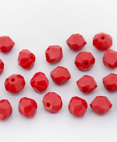 OPAQUE PLASTIC BEADS - BICONES 02 - 8x10mm RED (DARK) С07 - PACKAGE 500g Hole-2.0mm (1200pcs.)