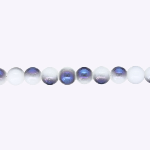 GLASS BEADS ON A STRING UV - BALL - SOLID - 8mm - GRAY (LIGHT)-BLUE (DARK) (RAINBOW) - STRING (100 pcs.) Hole-1.3mm