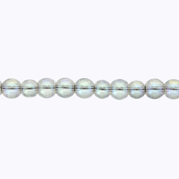 GLASS BEADS ON A STRING UV - BALL - TRANSPARENT - 8mm - BEIGE AND BLUE (RAINBOW) - STRING (100 pcs.) Hole-1.3mm