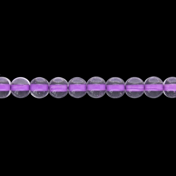 GLASS BEADS ON A STRING UV - BALL - TRANSPARENT WITH FILLING - 8mm - PURPLE - STRING (100 pcs.) Hole-1.3mm