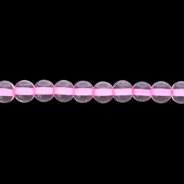 GLASS BEADS ON A STRING UV - BALL - TRANSPARENT WITH FILLING - 8mm - PINK (LIGHT) - STRING (100 pcs.) Hole-1.3mm