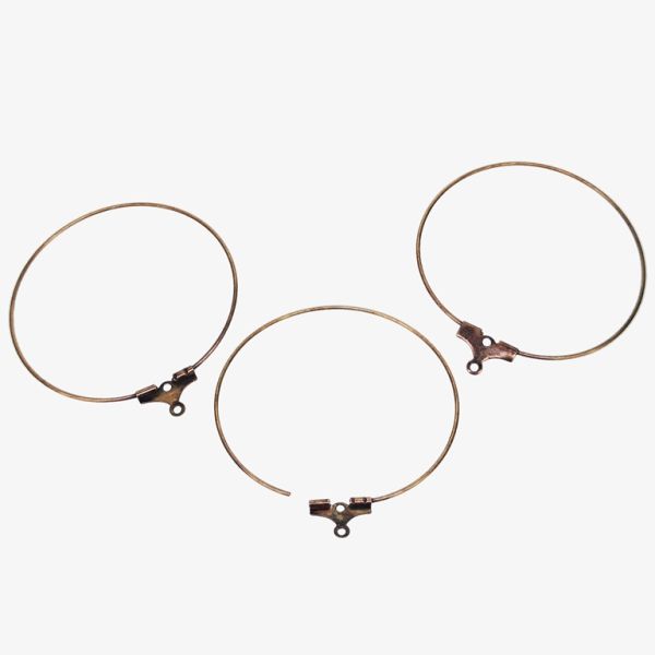 METAL ELEMENTS - CHANDELIER EARRINGS - BEADING HOOP FINDINGS - 35mm ANTIQUE BRASS - PACKAGE 100pcs.