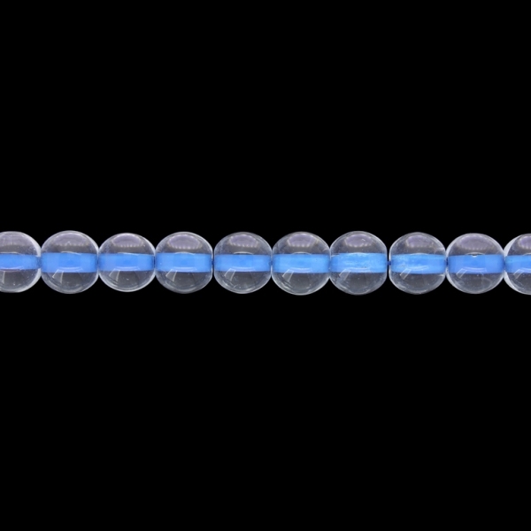 GLASS BEADS ON A STRING UV - BALL - TRANSPARENT WITH FILLING - 8mm - BLUE - STRING (100 pcs.) Hole-1.3mm