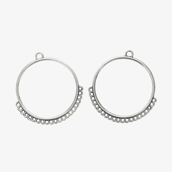 METAL ELEMENTS - CHANDELIER EARRINGS - CIRCLE 01 WITH MULTI CONNECTOR - 35mm NICKEL COLOR - 4pcs. Hole-3.0mm