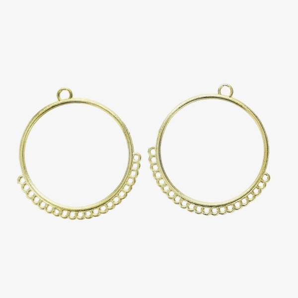 METAL ELEMENTS - CHANDELIER EARRINGS - CIRCLE 01 WITH MULTI CONNECTOR - 35mm GOLD COLOR - 4pcs. Hole-3.0mm