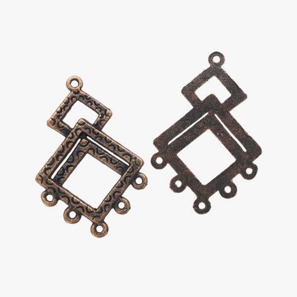 METAL ELEMENTS - CHANDELIER EARRINGS - SQUARES - 27x40.5x1.2mm ANTIQUE BRASS - PACKAGE 50pcs. Hole-1.7mm