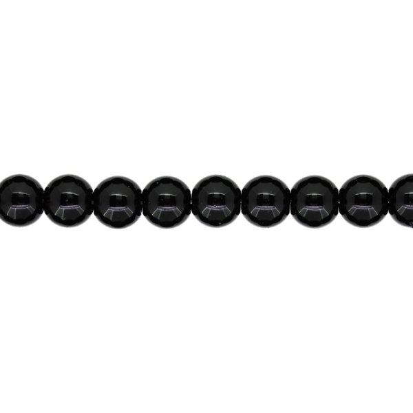 GLASS BEADS ON A STRING - BALL - 10mm BLACK - STRING (41 pcs.) Hole-1.8mm