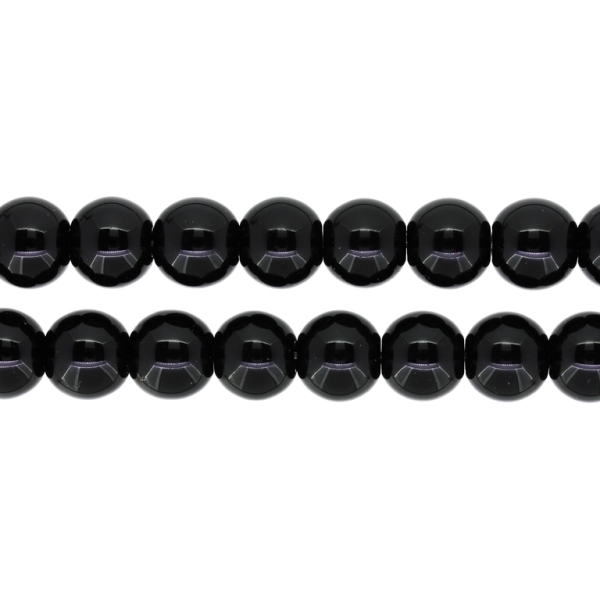 GLASS BEADS ON A STRING - BALL - 12mm BLACK - PACKAGE (2x35 pcs.) Hole-1.8mm