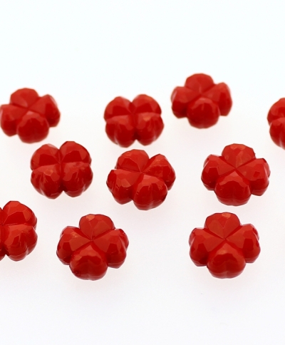 OPAQUE PLASTIC BEADS - CLOVER - 11x6mm RED С07 - 50g Hole-1.8mm (103pcs.)