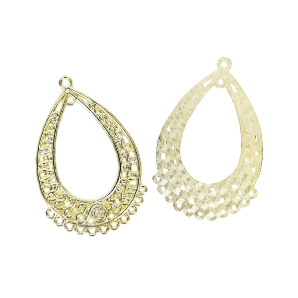 METAL ELEMENTS - CHANDELIER EARRINGS - DROP WITH MULTI CONNECTOR S - 28.5x44x1.1mm GOLD COLOR - 4pcs. Hole-1.8mm