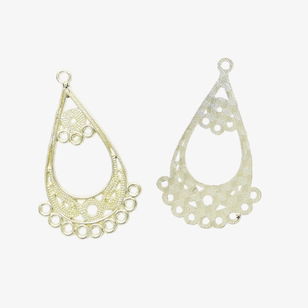 METAL ELEMENTS - CHANDELIER EARRINGS - DROP WITH MULTI CONNECTOR LACE 02 - 26.5x44x1.0mm GOLD COLOR - 4pcs. Hole-2.0mm