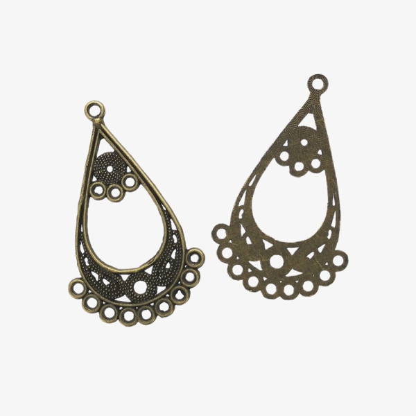 METAL ELEMENTS - CHANDELIER EARRINGS - DROP WITH MULTI CONNECTOR LACE 02 - 26.5x44x1.0mm ANTIQUE BRONZE - PACKAGE 50pcs. Hole-2.0mm