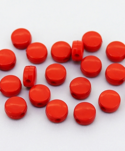 OPAQUE PLASTIC BEADS - DISK - 8x4.5mm RED С07 - PACKAGE 500g Hole-2.0mm (2300pcs.)