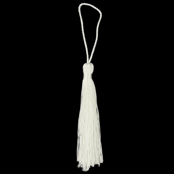 TEXTILE BEADS - TASSEL POLYESTER - 7cm WHITE 16 - 10pcs.