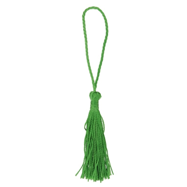 TEXTILE BEADS - TASSEL POLYESTER - 7cm GREEN GRASSY 18 - PACKAGE 100pcs.