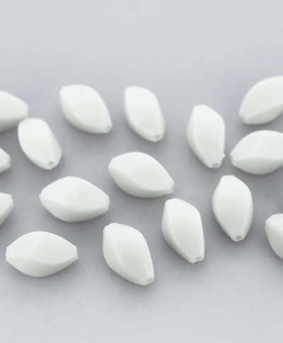 OPAQUE PLASTIC BEADS - ELIPSE IRREGULAR - 14x7mm WHITE С01 - PACKAGE 500g Hole-1.8mm (1100pcs.)