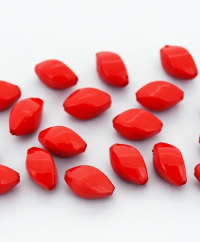 OPAQUE PLASTIC BEADS - ELIPSE IRREGULAR - 14x7mm RED С07 - PACKAGE 500g Hole-1.8mm (1100pcs.)