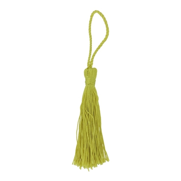 TEXTILE BEADS - TASSEL POLYESTER - 8cm YELLOW-GREEN 25 - PACKAGE 120pcs.