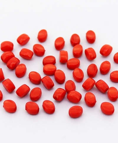 OPAQUE PLASTIC BEADS - ELLIPTICAL FLAT - 5.5x4.5x3.5mm RED С07 - PACKAGE 500g Hole-1.5mm (8000pcs.)