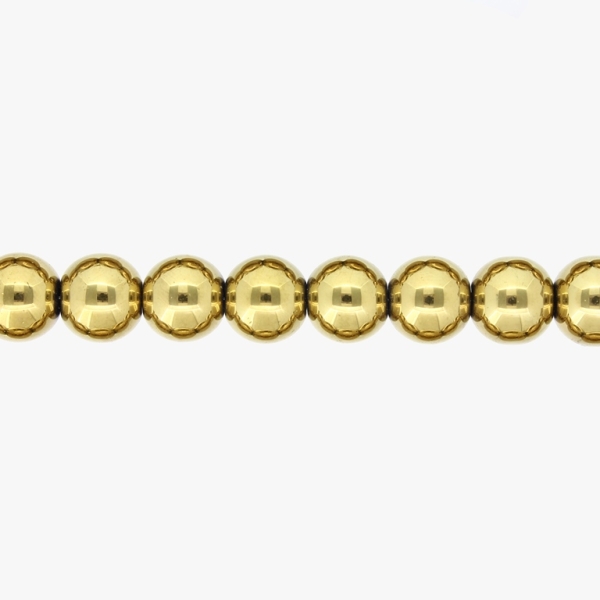 GLASS BEADS ON A STRING UV - BALL - METALLIC - 10mm - GOLD (DARK) - STRING (80 pcs.) Hole-1.3mm