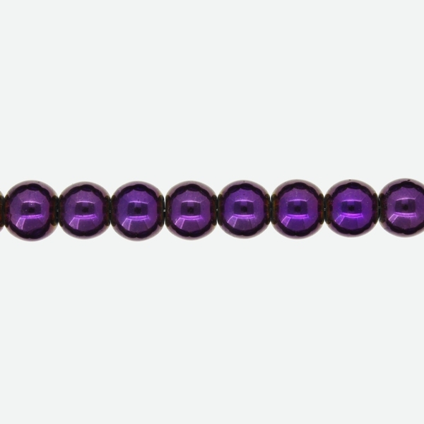 GLASS BEADS ON A STRING UV - BALL - METALLIC - 10mm - PURPLE - STRING (80 pcs.) Hole-1.3mm