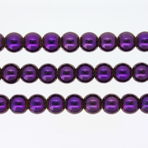 GLASS BEADS ON A STRING UV - BALL - METALLIC - 10mm - PURPLE - PACKAGE (3х80 pcs.) Hole-1.3mm