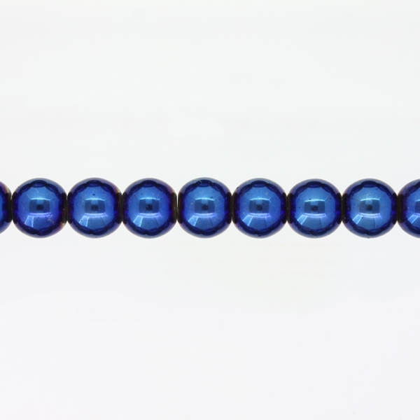 GLASS BEADS ON A STRING UV - BALL - METALLIC - 10mm - BLUE (DARK) - STRING (80 pcs.) Hole-1.3mm