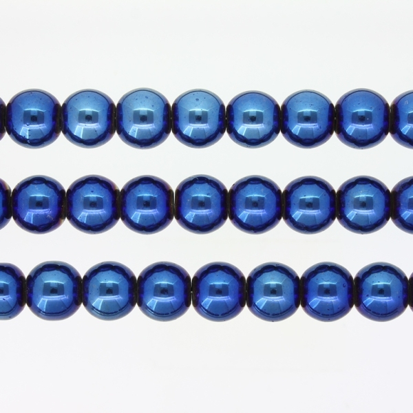 GLASS BEADS ON A STRING UV - BALL - METALLIC - 10mm - BLUE (DARK) - PACKAGE (3х80 pcs.) Hole-1.3mm