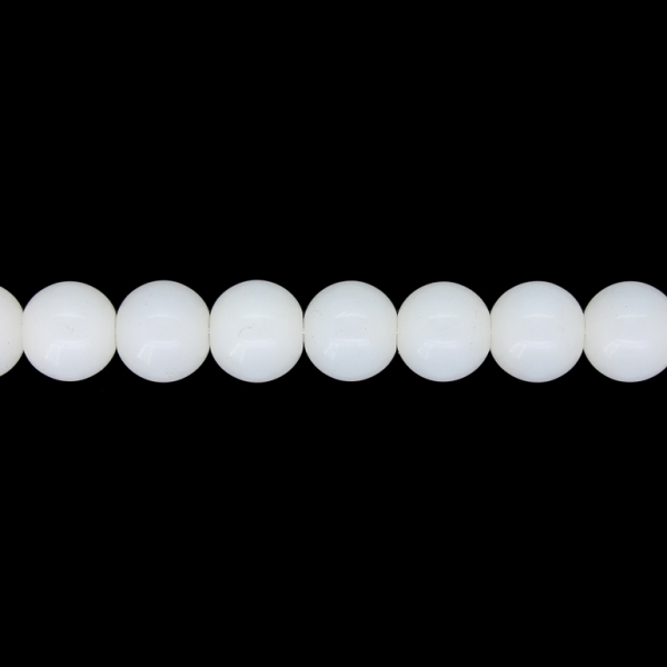 GLASS BEADS ON A STRING UV - BALL - MILKY - 10mm - WHITE - STRING (80 pcs.) Hole-1.3mm