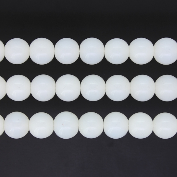 GLASS BEADS ON A STRING UV - BALL - MILKY - 10mm - WHITE - PACKAGE (3х80 pcs.) Hole-1.3mm