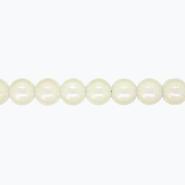 GLASS BEADS ON A STRING UV - BALL - SOLID - 10mm - ECRU (DARK) (АВ) - STRING (80 pcs.) Hole-1.3mm