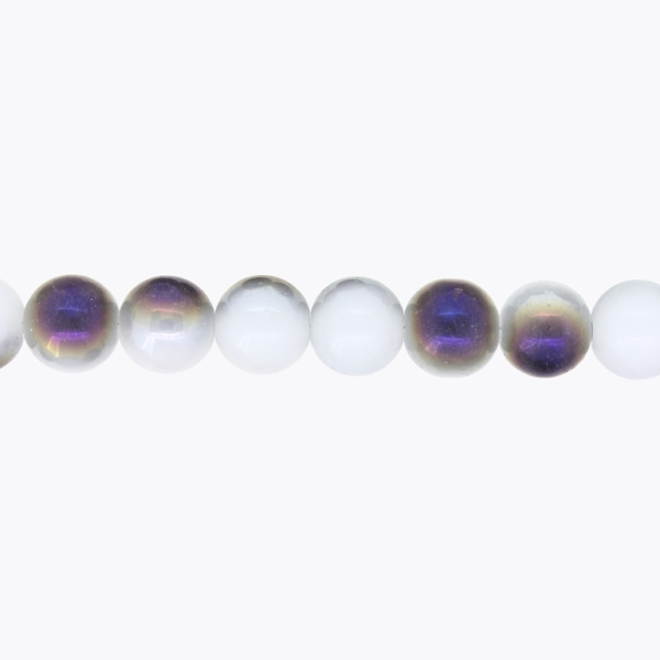 GLASS BEADS ON A STRING UV - BALL - SOLID - 10mm - GRAY AND PURPLE (RAINBOW) - STRING (80 pcs.) Hole-1.3mm