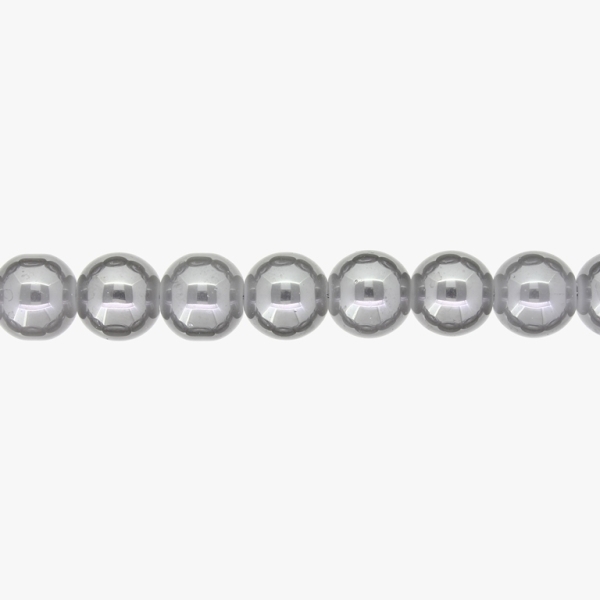 GLASS BEADS ON A STRING UV - BALL - SOLID - 10mm - GRAY AND GRAY (GLOSS) - STRING (80 pcs.) Hole-1.3mm