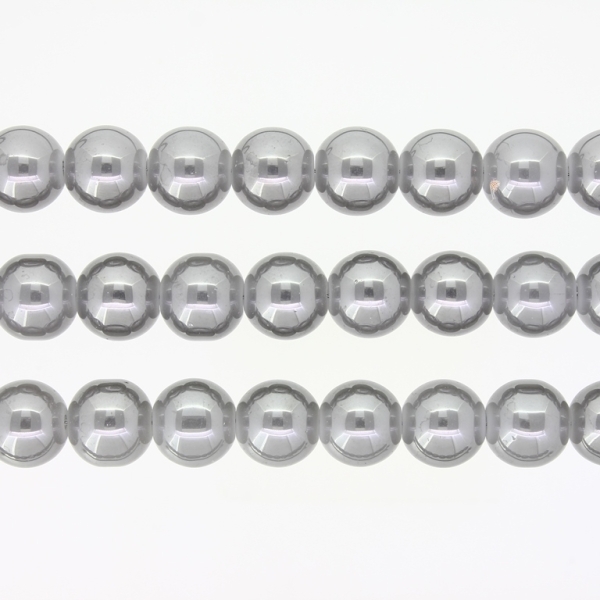 GLASS BEADS ON A STRING UV - BALL - SOLID - 10mm - GRAY AND GRAY (GLOSS) - PACKAGE (3х80 pcs.) Hole-1.3mm